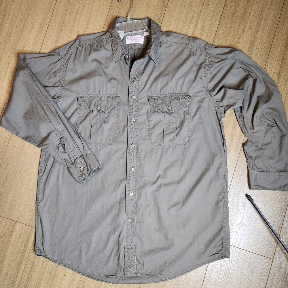 Vtg Filson Mens Lightweight Dual Pocket Khaki 100% Cotton Utility Shirt XL-Long